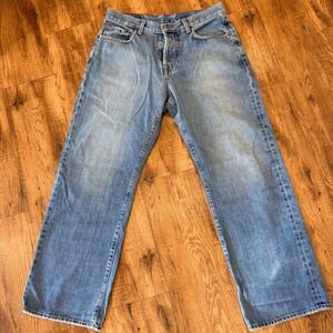 Lucky Brand Dungarees Mens 33 Light Wash Straight Leg Button Fly Jeans 7183A60